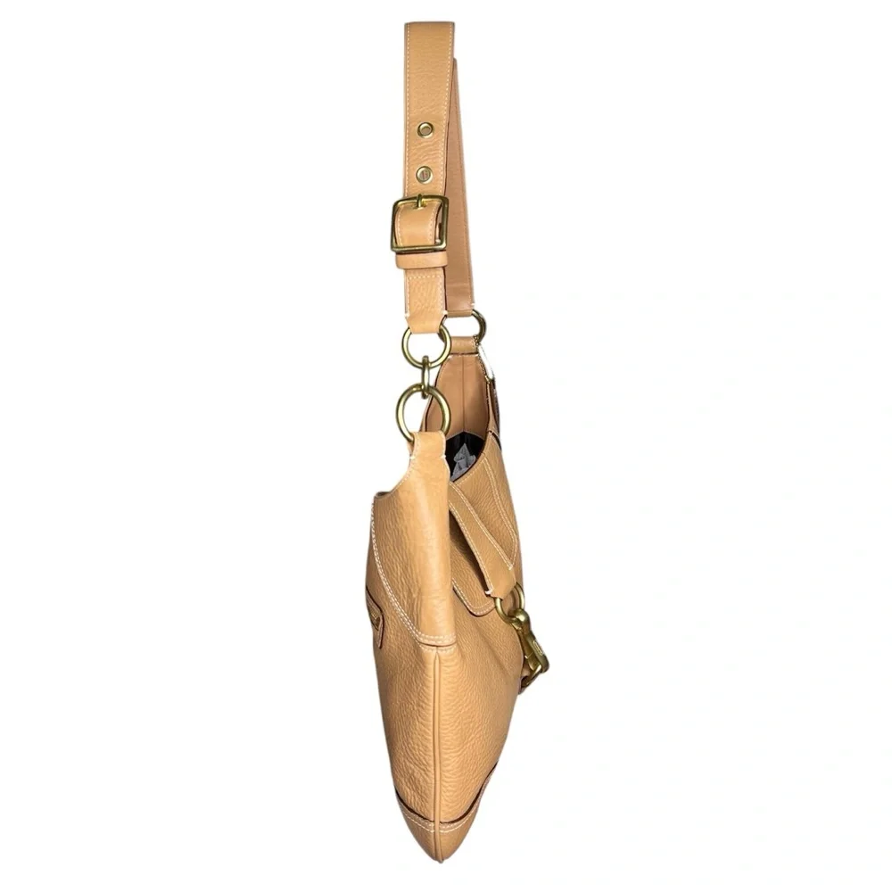 Near Vintage Coach Hamptons Tan Butterscotch Pebbled Leather Shoulder Hobo Bag - Picture 7 of 8